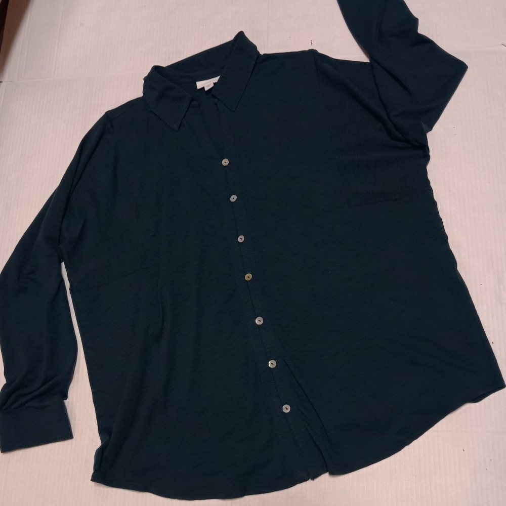 J. JILL cotton Tencel stretch long sleeve pullover shirt, L - Picture 4 of 12